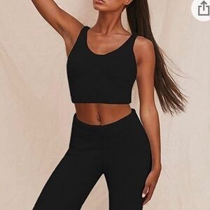 Amazon black fuzzy crop top